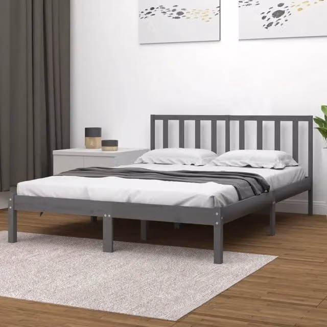 Giroletto vidaXL in legno massello di pino grigio stile rustico L/P: 200 x 200 cm