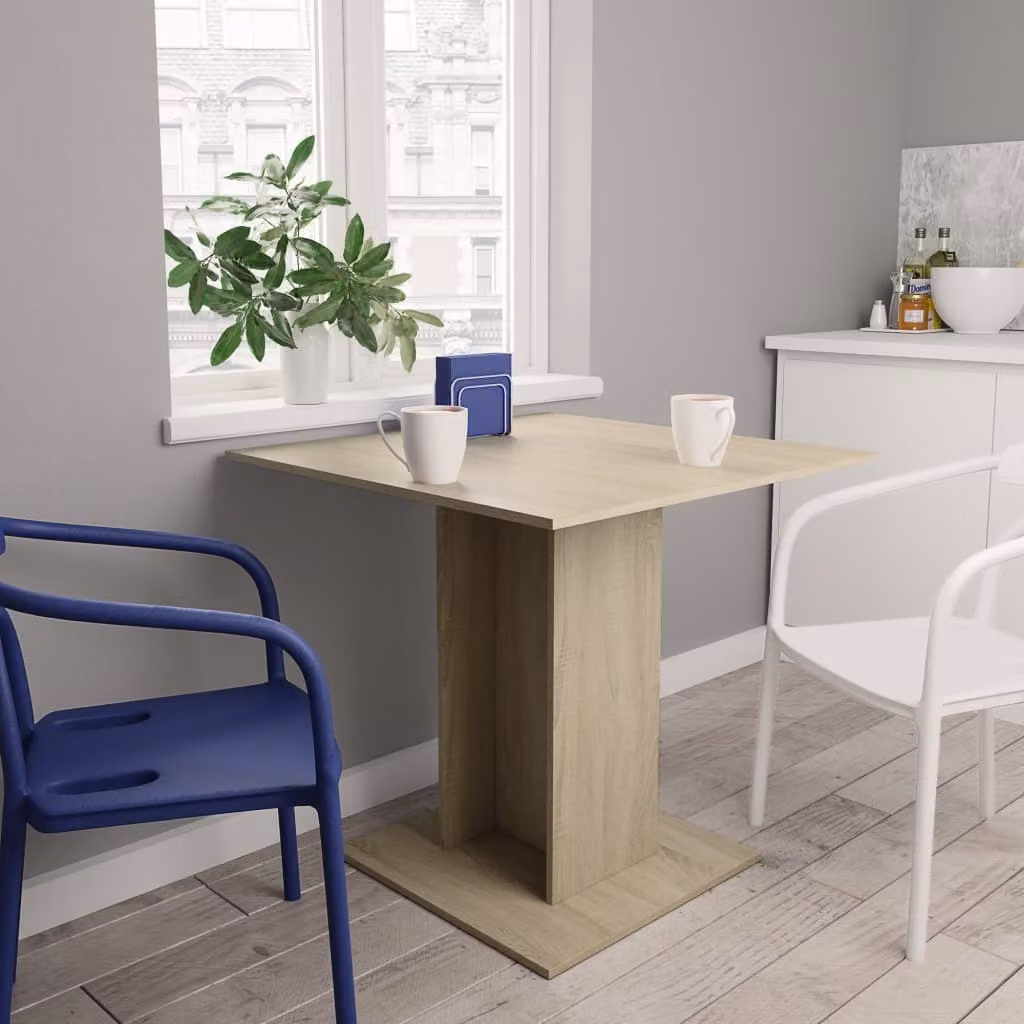 Maison Exclusive - Tavolo da pranzo in legno impiallacciato effetto Sonoma, 80x80x75 cm