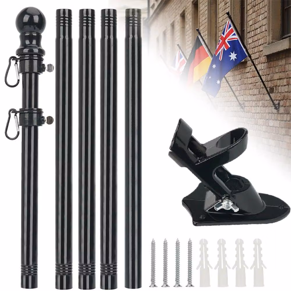 Kit per bandiera da montare a parete – Palo per bandiera con supporto – Ideale per casa, giardino, cortile e spazi esterni