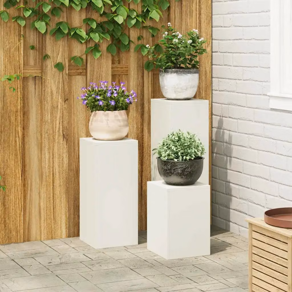 vidaXL Supporto per piante 3 pz Bianco 24 x 24 x 75 cm