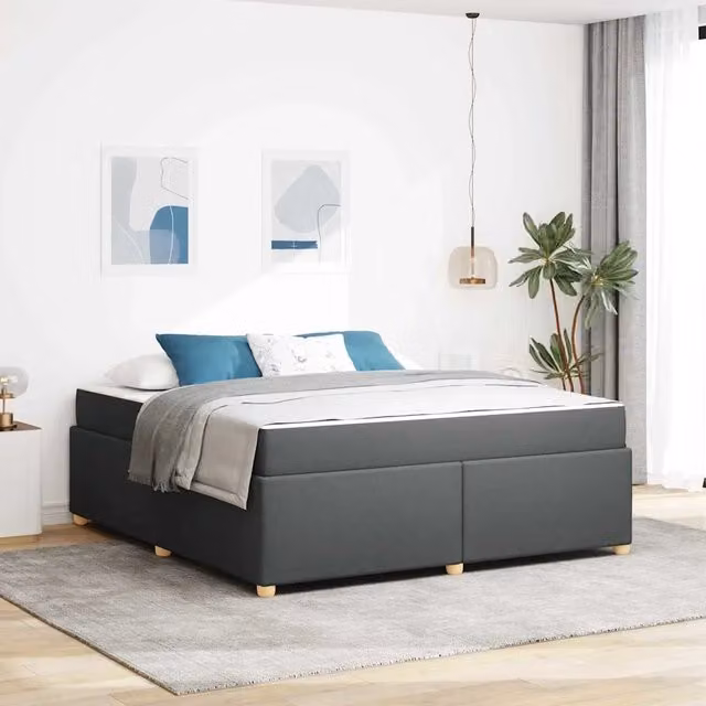 Struttura letto moderna vidaXL in tessuto grigio scuro L: 180 cm, P: 200 cm, H: 66 cm
