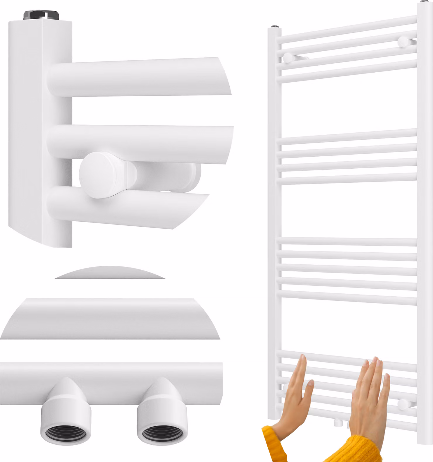Granitan - Termoarredo bagno - Scaldasalviette 120x60 cm - Radiatore bianco - 499 W - RAVEN