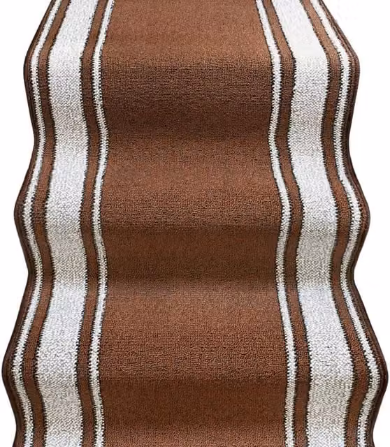 Passatoia EMMEVI per scale e ingresso, stile classico a righe, marrone, antiscivolo e lavabile, L: 67 cm x P: 900 cm