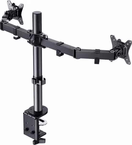 Stand per Doppio Monitor ErGear Nero con Braccio Ergonomico Regolabile per Schermi da 13 a 32 pollici, Supporto VESA 75x75 mm, Capacità fino a 8 kg