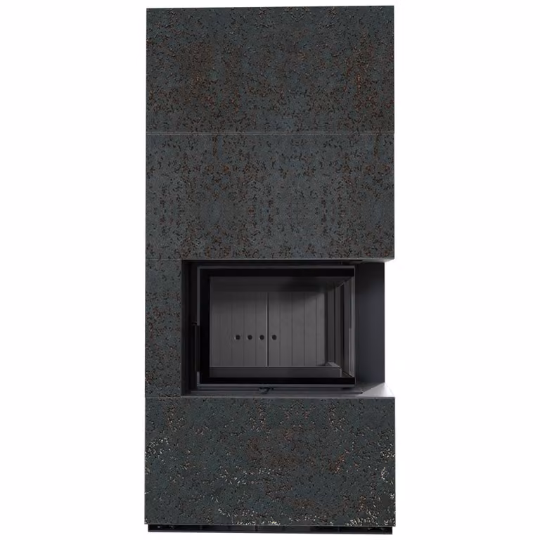 KRATKI FLOKI BOX Kit camino destro 8 kW Ø 160 quarzo sinterizzato OXIDE NERO rivestimento nero