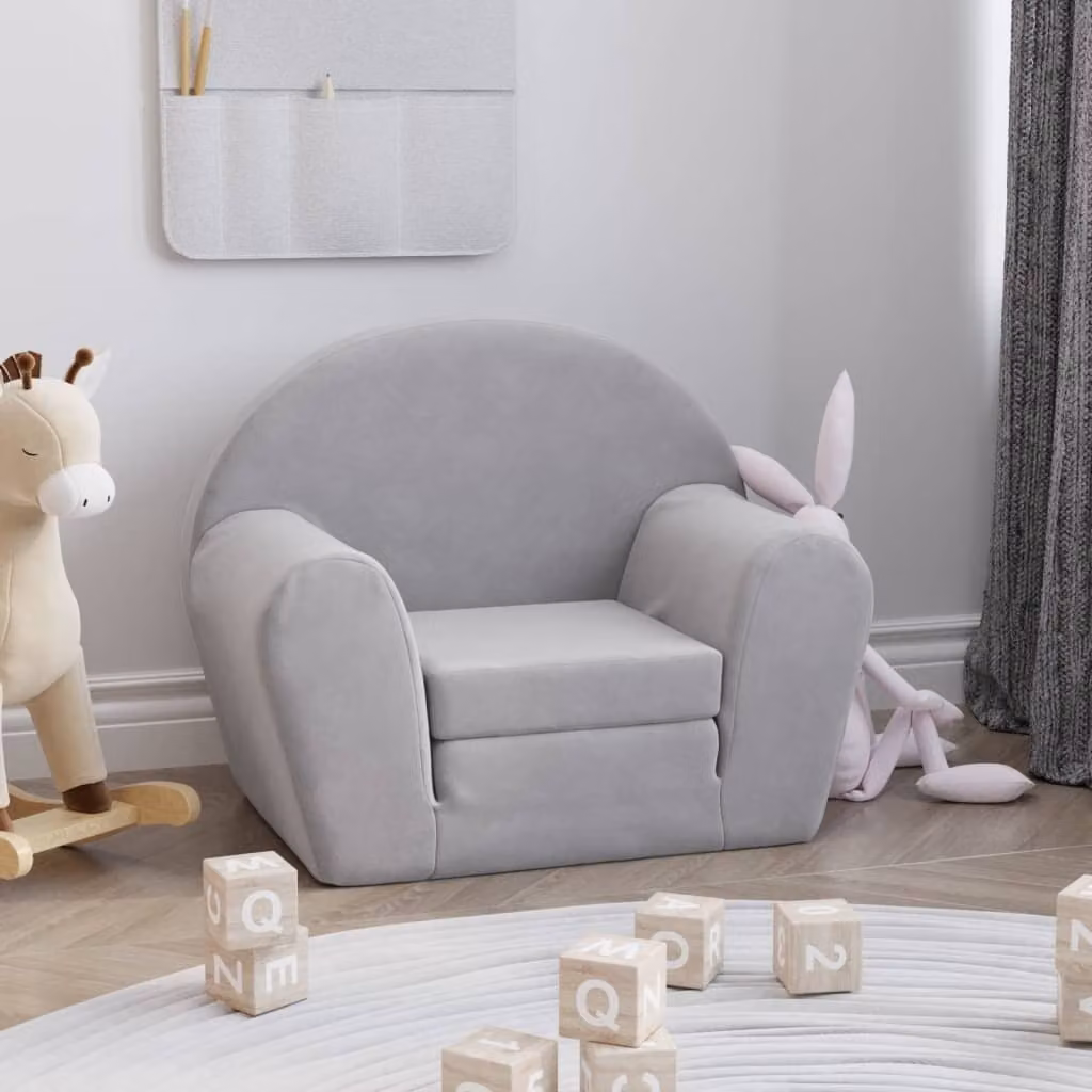 Maison Exclusive - Divano letto per bambini, colore grigio chiaro, tessuto morbido e peluche
