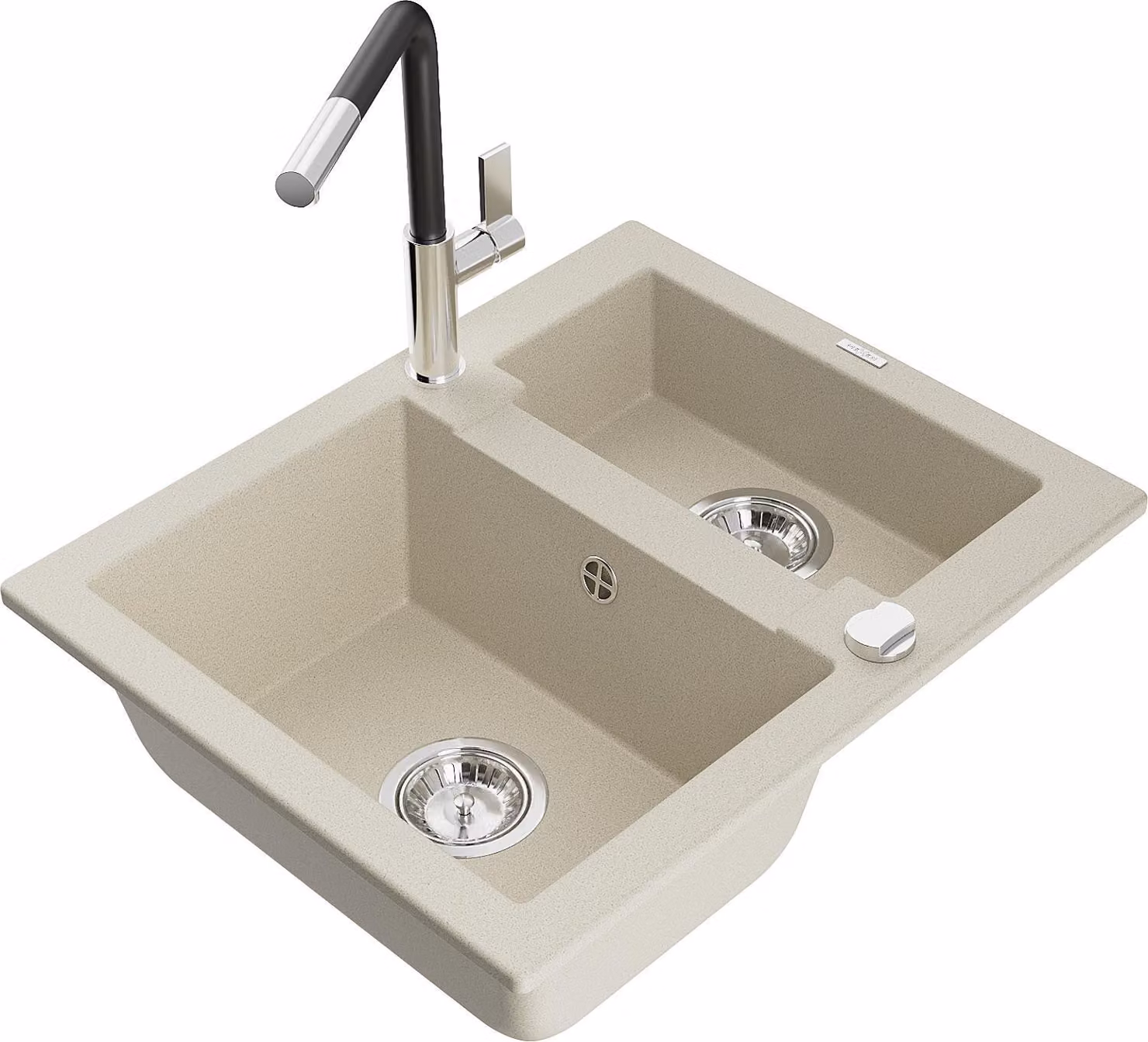 Mexen Carlos lavello in granito 1,5 vasca con miscelatore cucina Flora, beige - 6518-69-670401-07