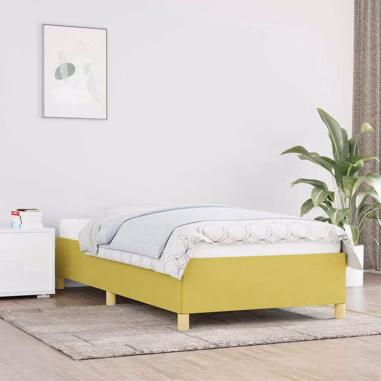Giroletto vidaXL in tessuto verde e giallo con struttura in legno e doghe, L/P/H: 200 x 80 x 35 cm
