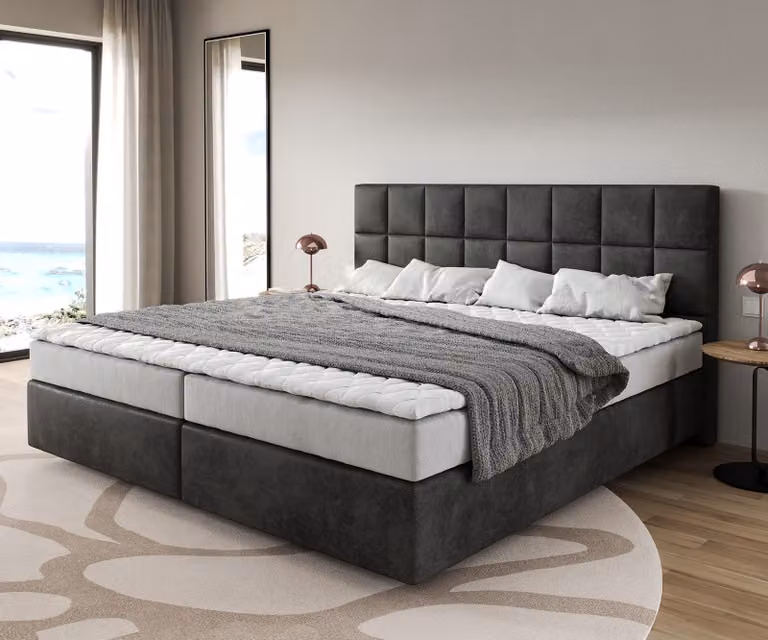DELIFE box spring bed Dream-Fine microfibra antracite vintage 200x200 cm Bonell materassoPoliuretanotopper