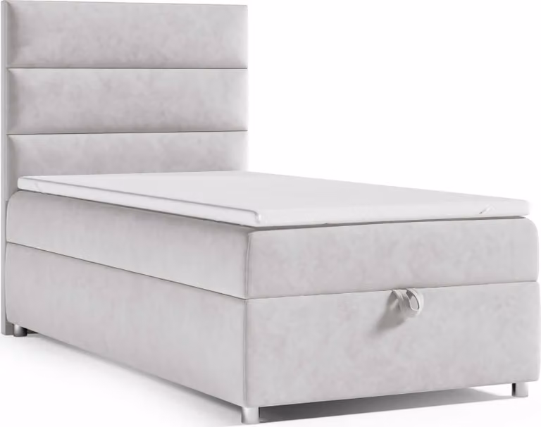 Best for Home Letto boxspring con contenitore Trinity K4-SINGLE 80x200 Materasso a molle Bonell incl. topper - Argento