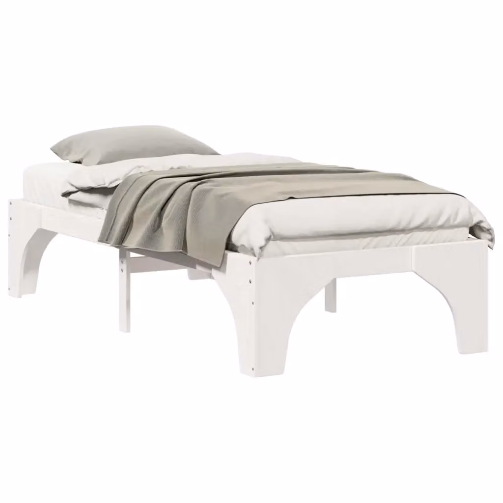 Struttura letto moderno in pino massello bianco vidaXL L/P/H: 200 x 100 x 40 cm – 2