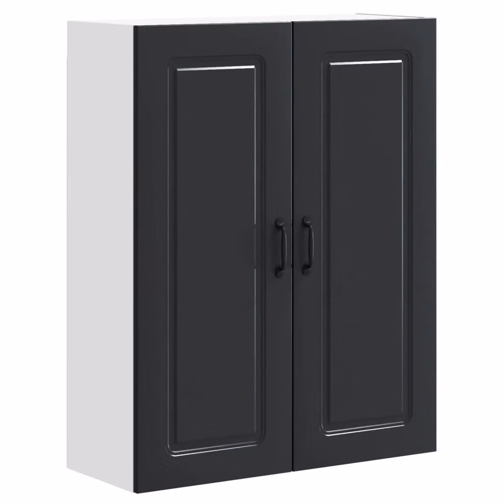 Pensile da cucina moderno vidaXL nero con ante a battente e ripiani interni L: 80 cm, P: 31 cm, H: 100 cm – 2