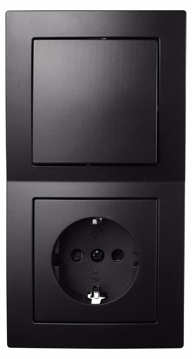 Set di interruttori e prese di corrente McPower Flair porta a 2 ingressi nero opaco 3 pezzi