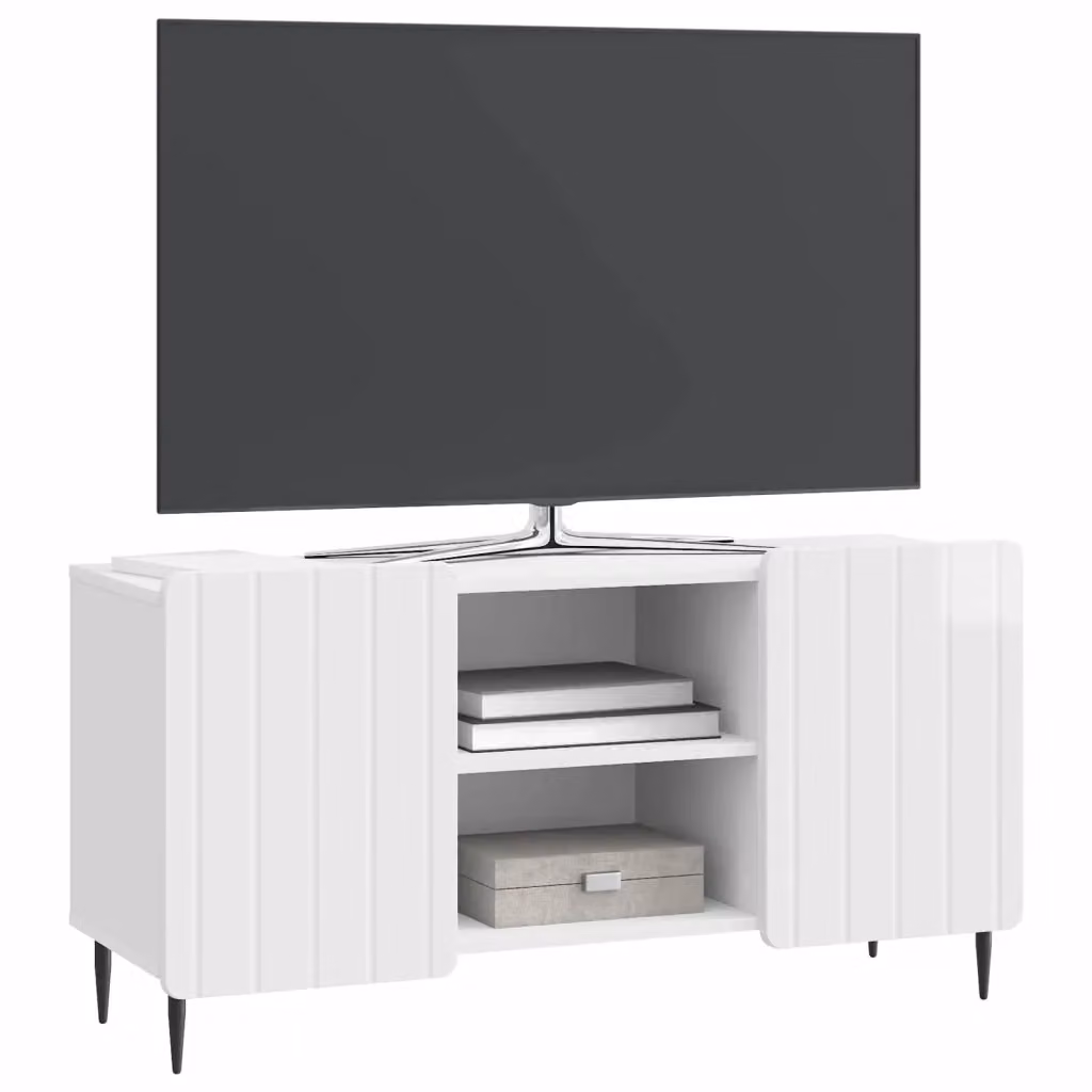 Mobile TV-Credenza Moderno Design In Bianco Lucido L: 102 cm, P: 34,5 cm, H: 52 cm – 2