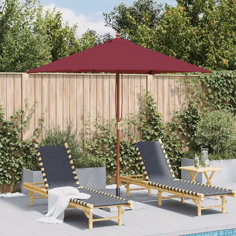Maison Exclusive - Ombrellone con palo in legno, 150x200 cm, color bordeaux