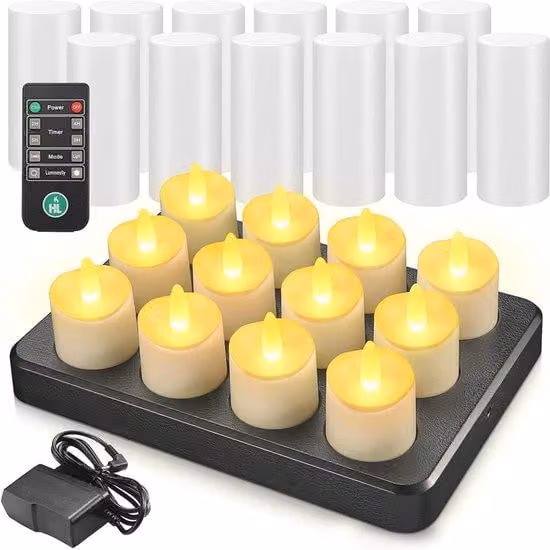 Lampada a LED con telecomando - Impermeabile - Set da 12 - Bianco caldo - Decorazione - Ideale per San Valentino, Halloween, Natale e compleanni