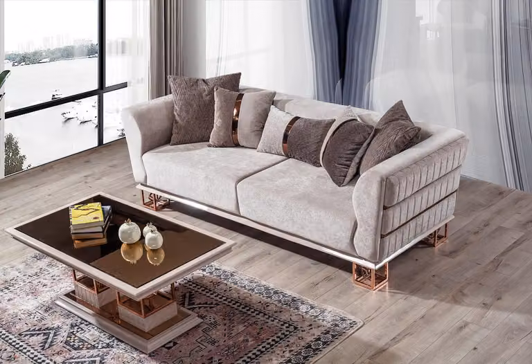 Sofa 3 Sitzer Moderne Couch Sofas Design Sofa Dreisitzer Sitz braun
