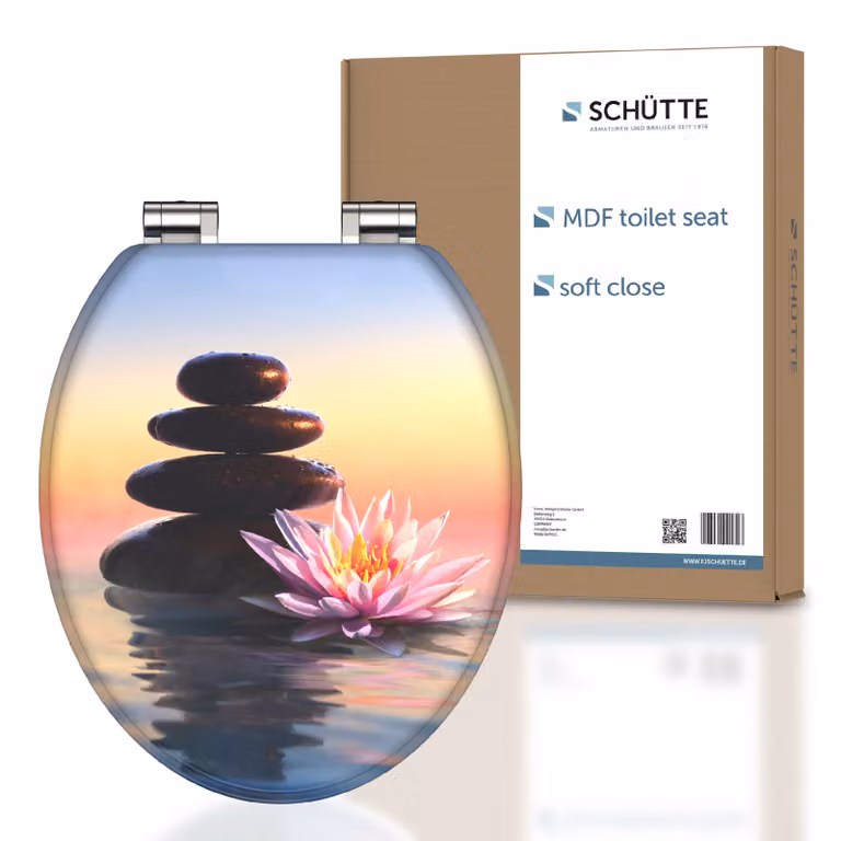 Sedile per WC SCHÜTTE MDF SUNSET DREAM, coperchio per WC con chiusura morbida, sedile per WC con anima in legno, coperchio per WC