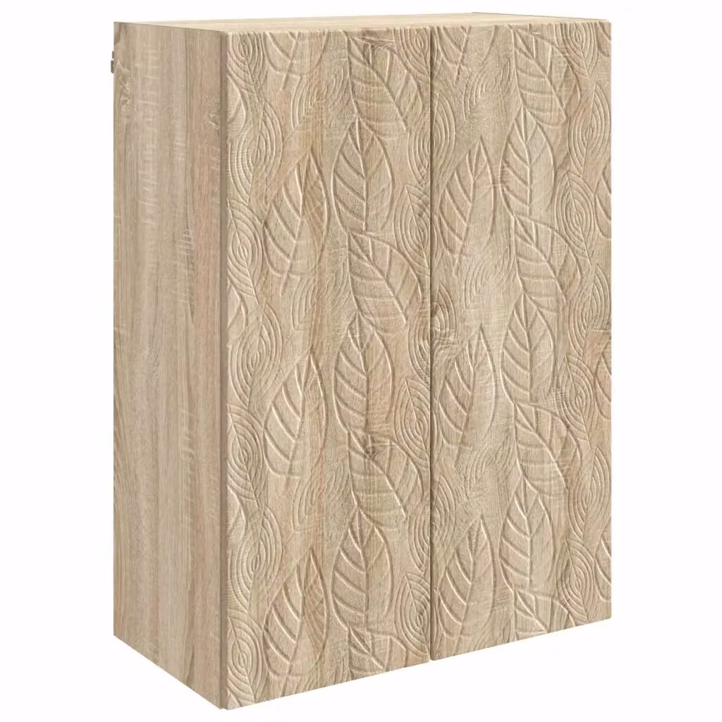 Armadietto a muro moderno in rovere color marrone con ante a battente e ripiani interni L/P/H: 66 x 34,5 x 90 cm – 2