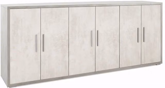 Madia credenza mobile 6 ante 203x41x84Hcm in kit di montaggio colore Cemento e Ossido bianco