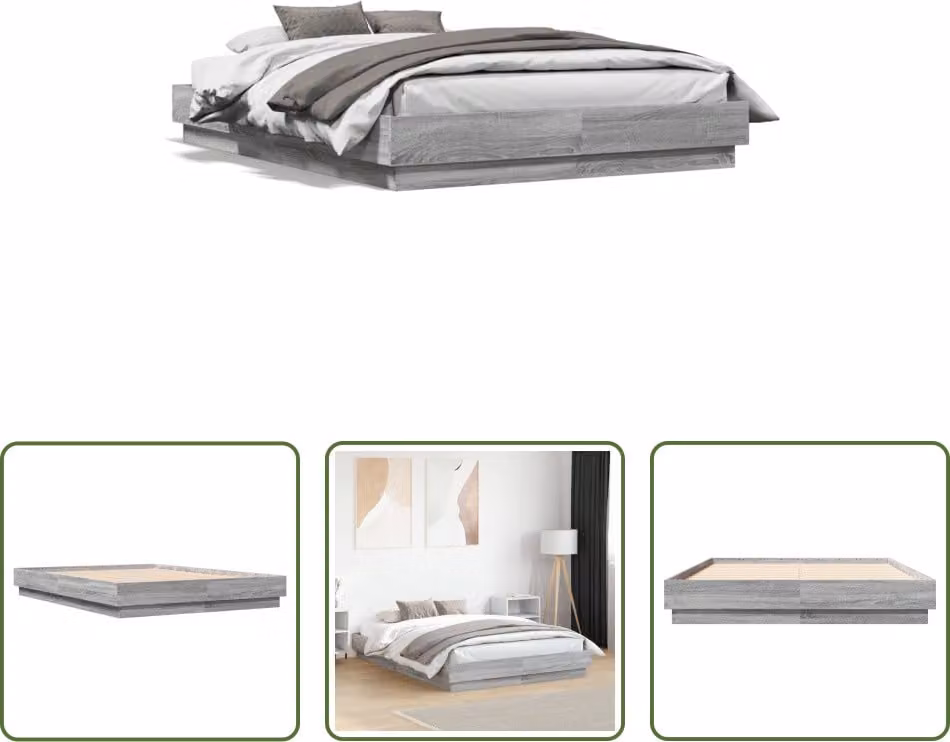 The Living Store Struttura letto grigio Sonoma 120x190 cm in legno