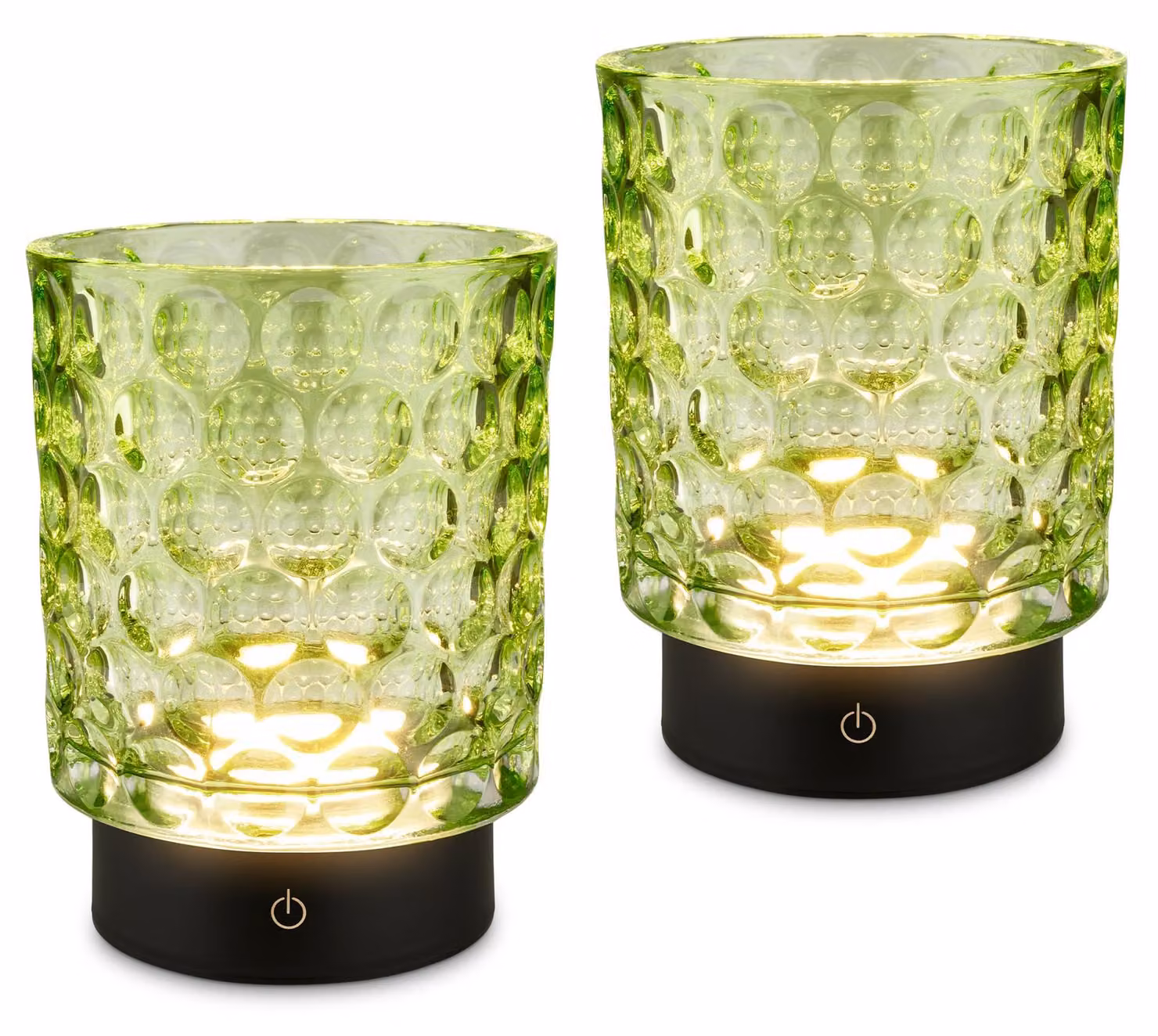 Set di 2 lampade da tavolo a LED, in vetro, con dimmer touch, colore verde, 150 lumen