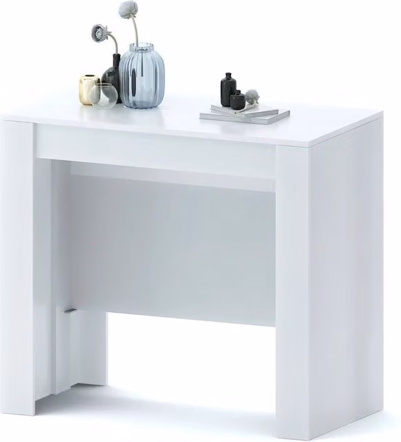 Tavolo Consolle Allungabile Oslo Bianco Lucido, Tavolo da 10 Posti Salvaspazio con Design Moderno, L/P/H: 78 x 51 x 90 cm – 1