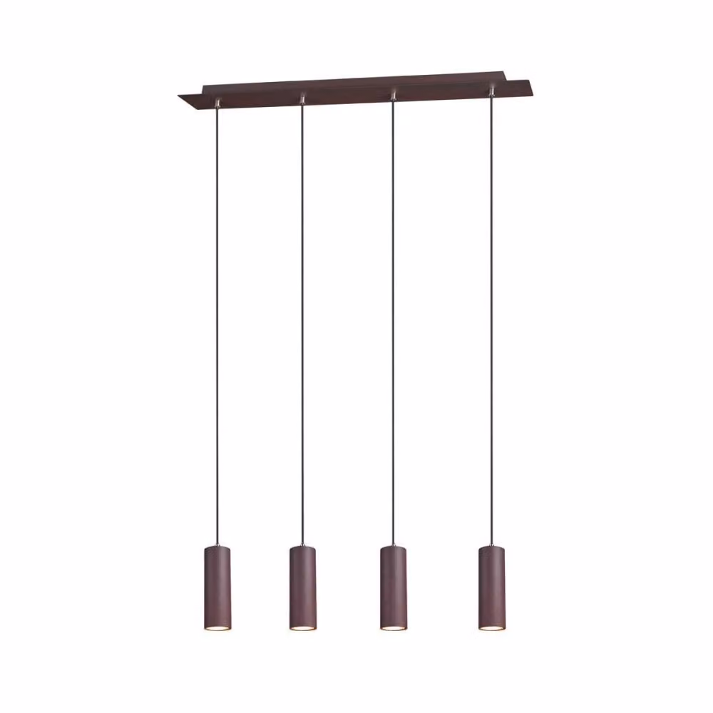 Moderna lampada a sospensione 4 fl. Lampada a sospensione per soggiorno, camera da letto, cucina, metallo color ruggine