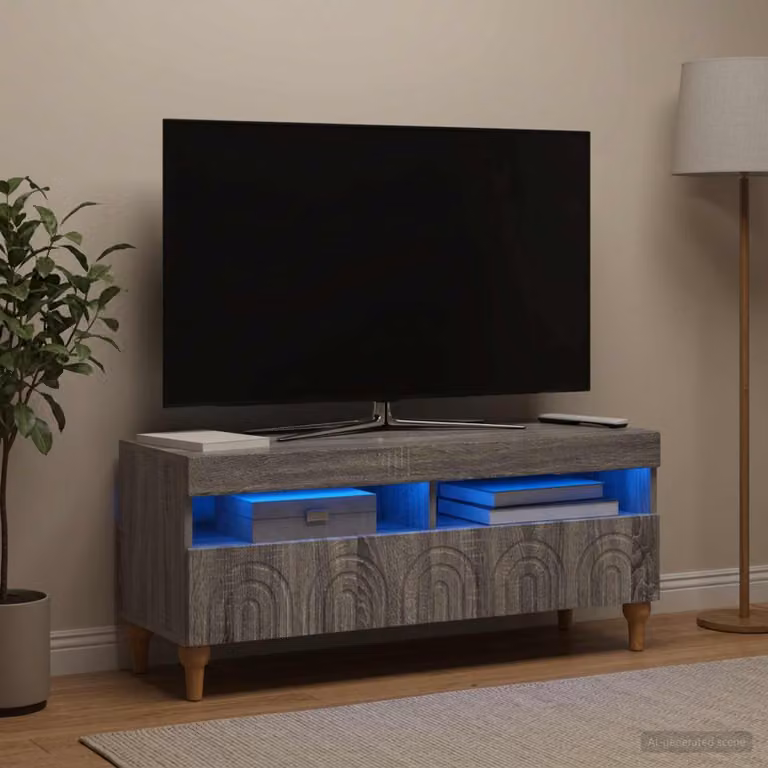 Mobile TV LED vidaXL ALKMAAR grigio con illuminazione integrata L/P/H: 100 x 35 x 43 cm