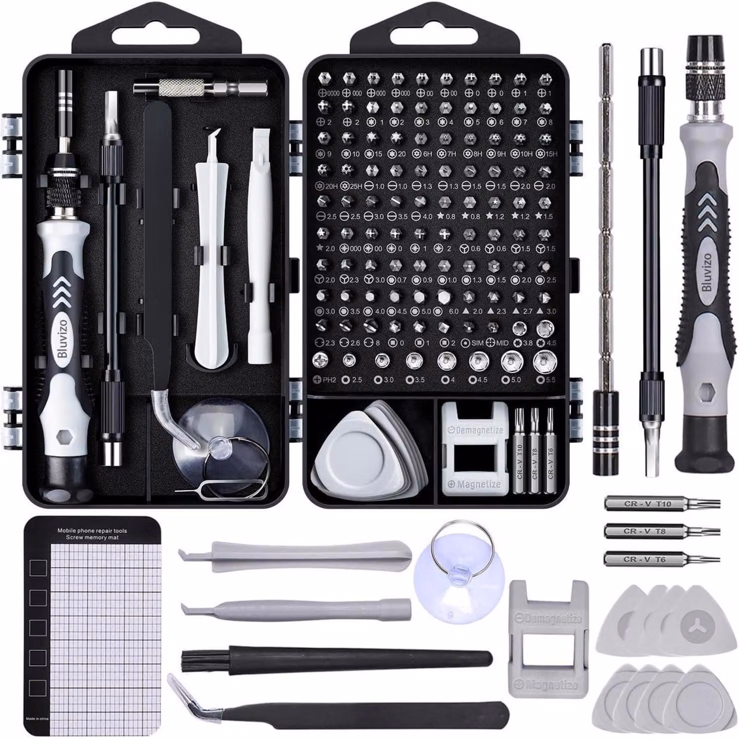 Set di strumenti da 122 pezzi, mini cacciavite per la riparazione di computer, con 101 punte per telefoni cellulari, PC, laptop, tablet, PS5, occhiali, Xbox, giocattoli, orologi, fotocamere. Colore: grigio