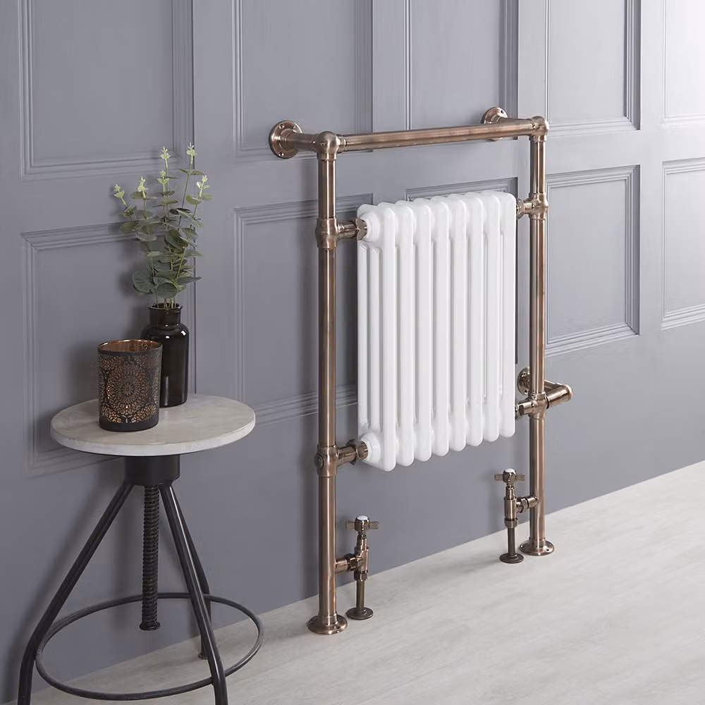 Scaldasalviette Tradizionale Misto in Bronzo Spazzolato – 930mm x 620mm – Senza Termostato