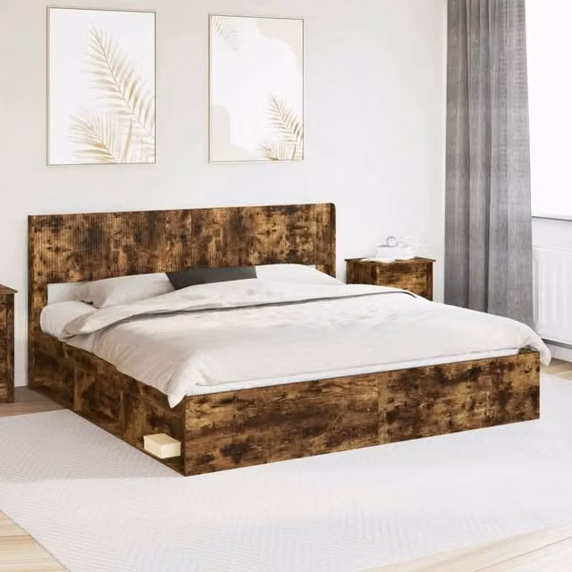 Struttura del letto con stoccaggio e testata 3 pcs-Giroletto con contenitore 408930