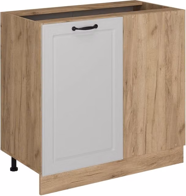 Mobile ad angolo per cucina Vicco R-Line Bianco rustico e Rovere dorato, L: 86 cm
