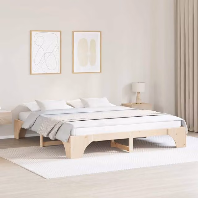 Struttura del letto moderna in pino massello naturale vidaXL L/P: 180 x 200 cm