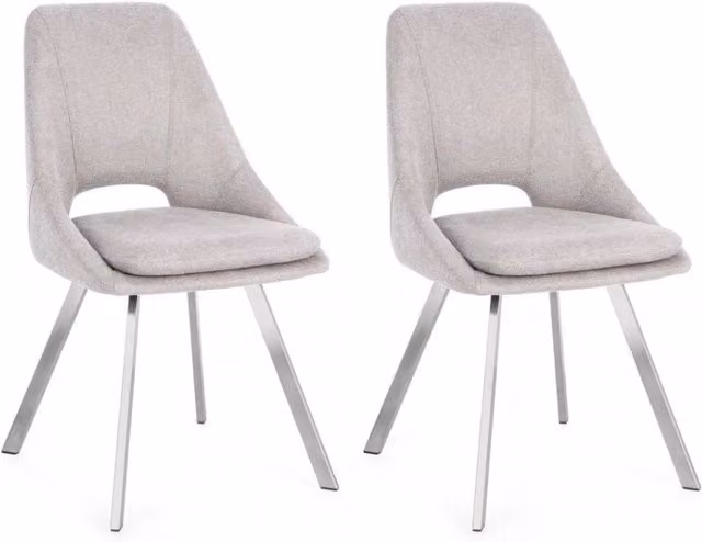 Set 2 Sedie 45x49,5x85 cm Kashar in Tessuto Grigio Chiaro