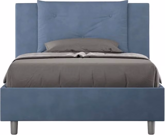 BS COM Letto singolo senza rete imbottito 100x210 microfibra blu