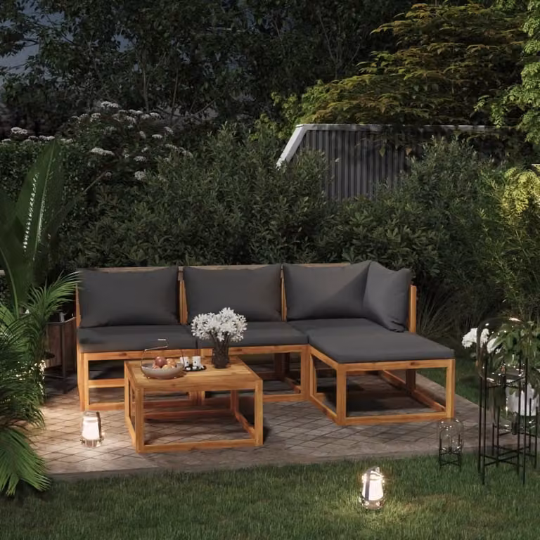 Maison Exclusive - Set da giardino 5 pezzi con cuscini in legno massello di acacia