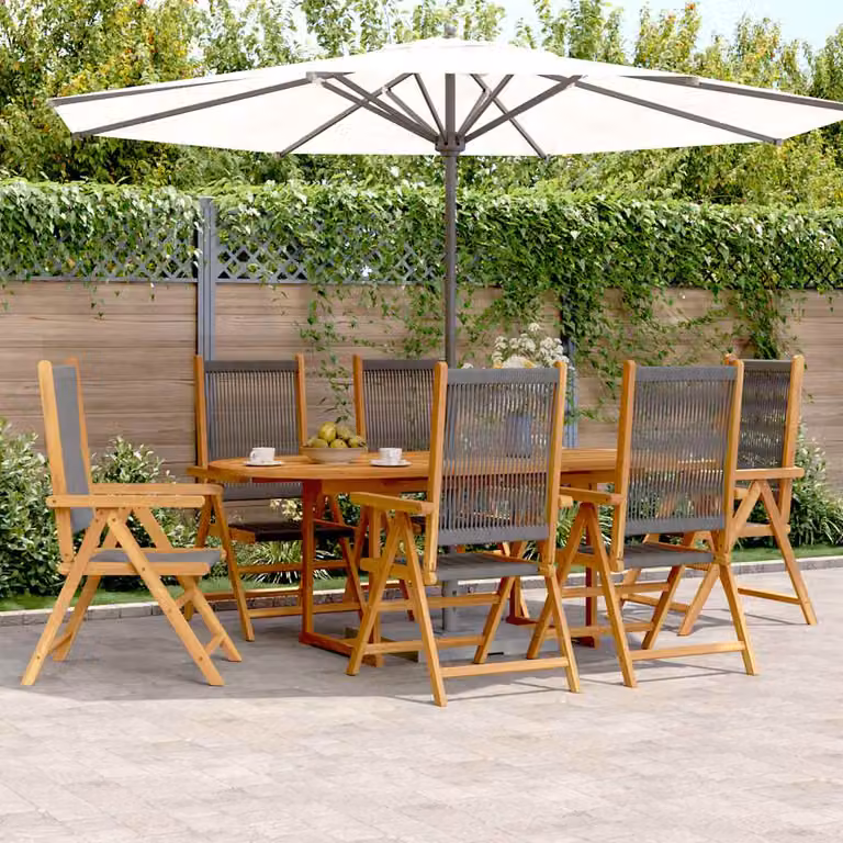 vidaXL Set da Pranzo da Giardino 7 pz in Legno di Acacia Oliato e Polipropilene Grigio e Marrone