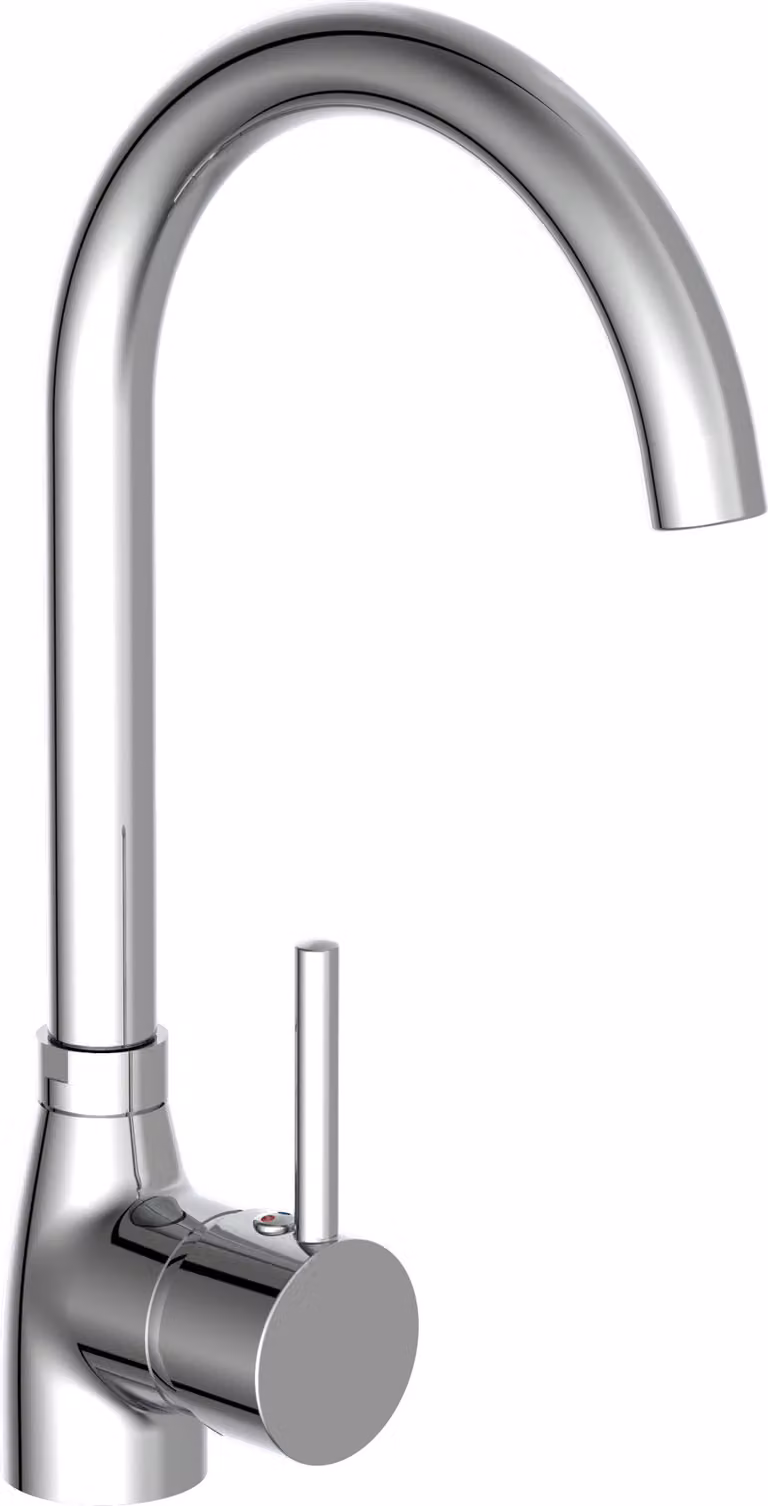 Rubinetto da cucina SCHÜTTE MANETTI, rubinetto da cucina orientabile a 360°, miscelatore da cucina, miscelatore da lavello in cromo