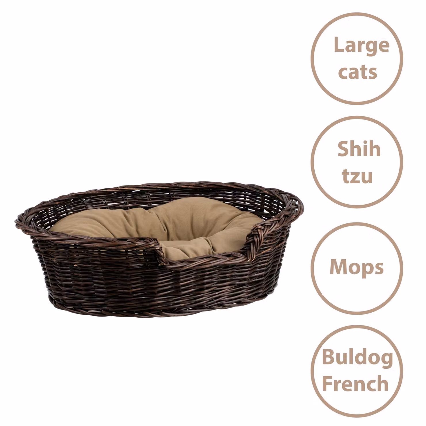 Cesto per cani in vimini ovale 85x67 H21 cm