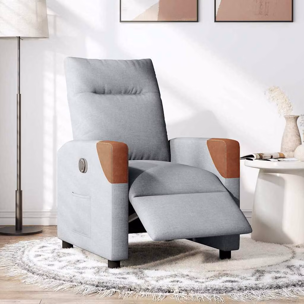 vidaXL Poltrona Elettrica Reclinabile Grigio Chiaro in Tessuto