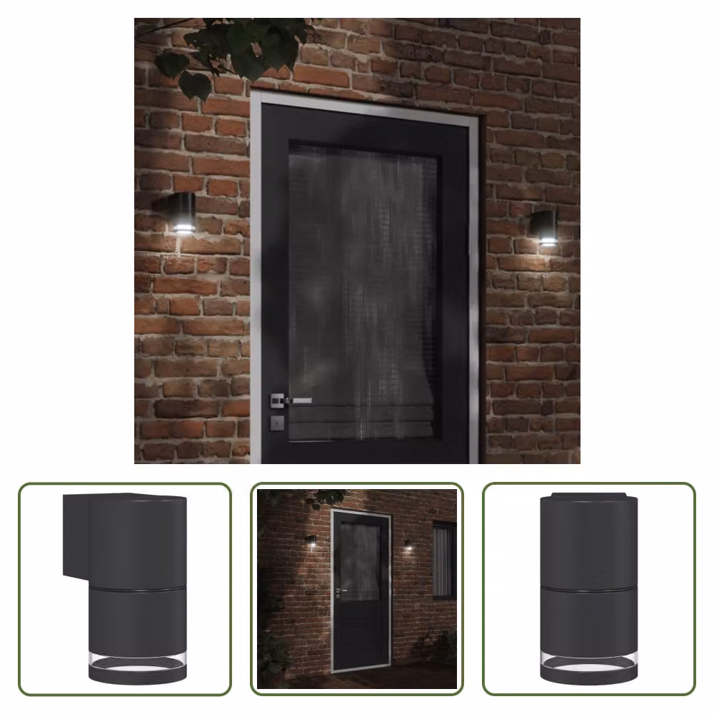 The Living Store Applique da esterno in alluminio pressofuso nero