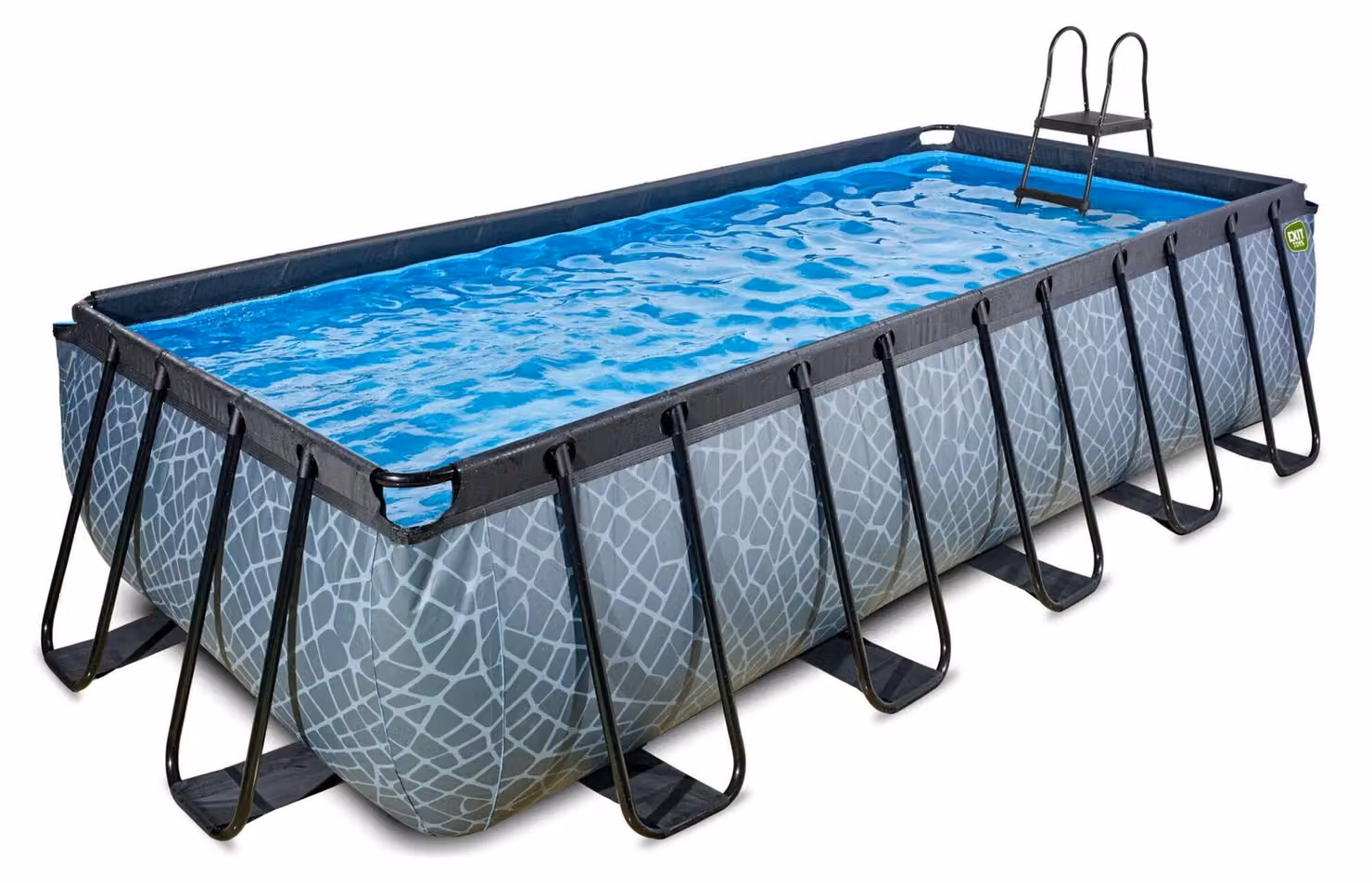 EXIT Piscina in pietra 540x250x122cm con pompa filtro - grigio