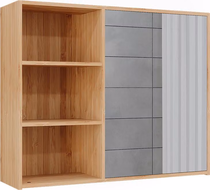 Specchio contenitore bagno Vicco Lucie Bambù 74 x 60 cm con 3 scomparti aperti, Model 58720