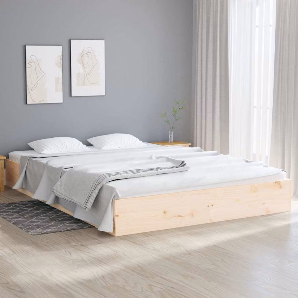vidaXL Giroletto King Size in Legno di Pino Massello con Doghe Fisse L/P/H: 203 x 152,5 x 23 cm