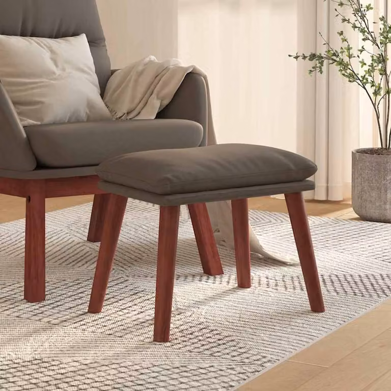 Poggiapiedi vidaXL in similpelle grigia con struttura in legno, L 45 cm x P 29,5 cm x H 35 cm