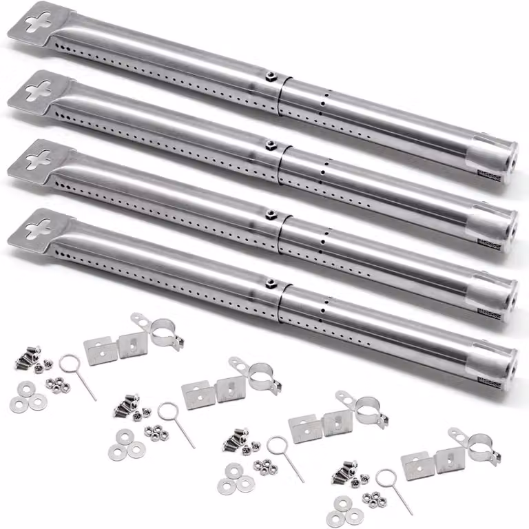 INF Set da 4 Piastre di Calore Regolabili in Acciaio Inossidabile, Argento - Universale da 12 inch a 17.5 inch, compatibile con Weber, Dyna Glo, Nexgrill, Brinkmann e Master Forge