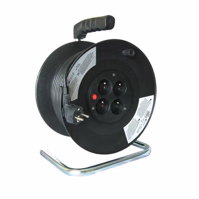 Cavo di prolunga Solight in bobina, 4 prese, nero, 50 m
