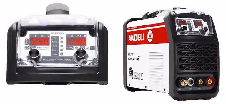 Saldatrice multifunzione, design compatto, inverter IGBT 5-in-1, modello TIG-250GPLC, alimentazione 220-240V