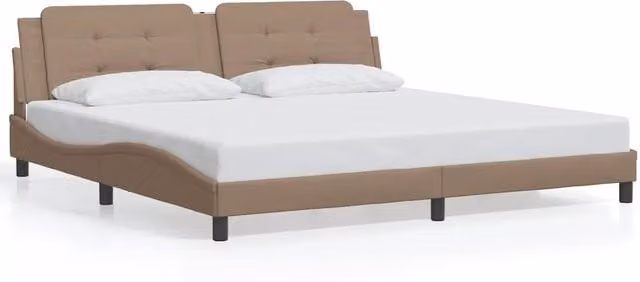 Letto matrimoniale | Letto per adulti | Giroletto senza Materasso Zadar Cappuccino 200x200 cm in Similpelle
